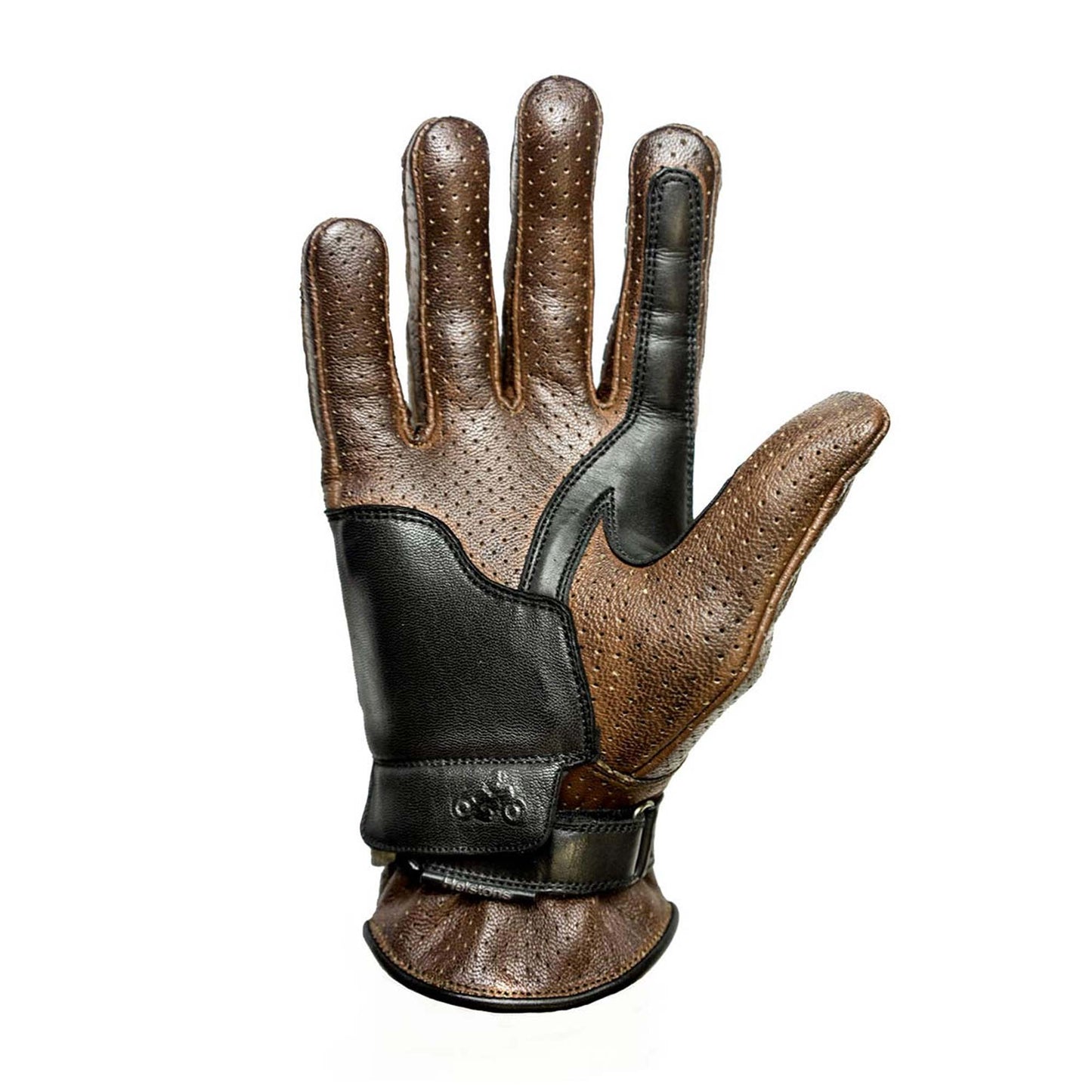 Helstons Corporate Perforated Leather Gloves - Camel / Black