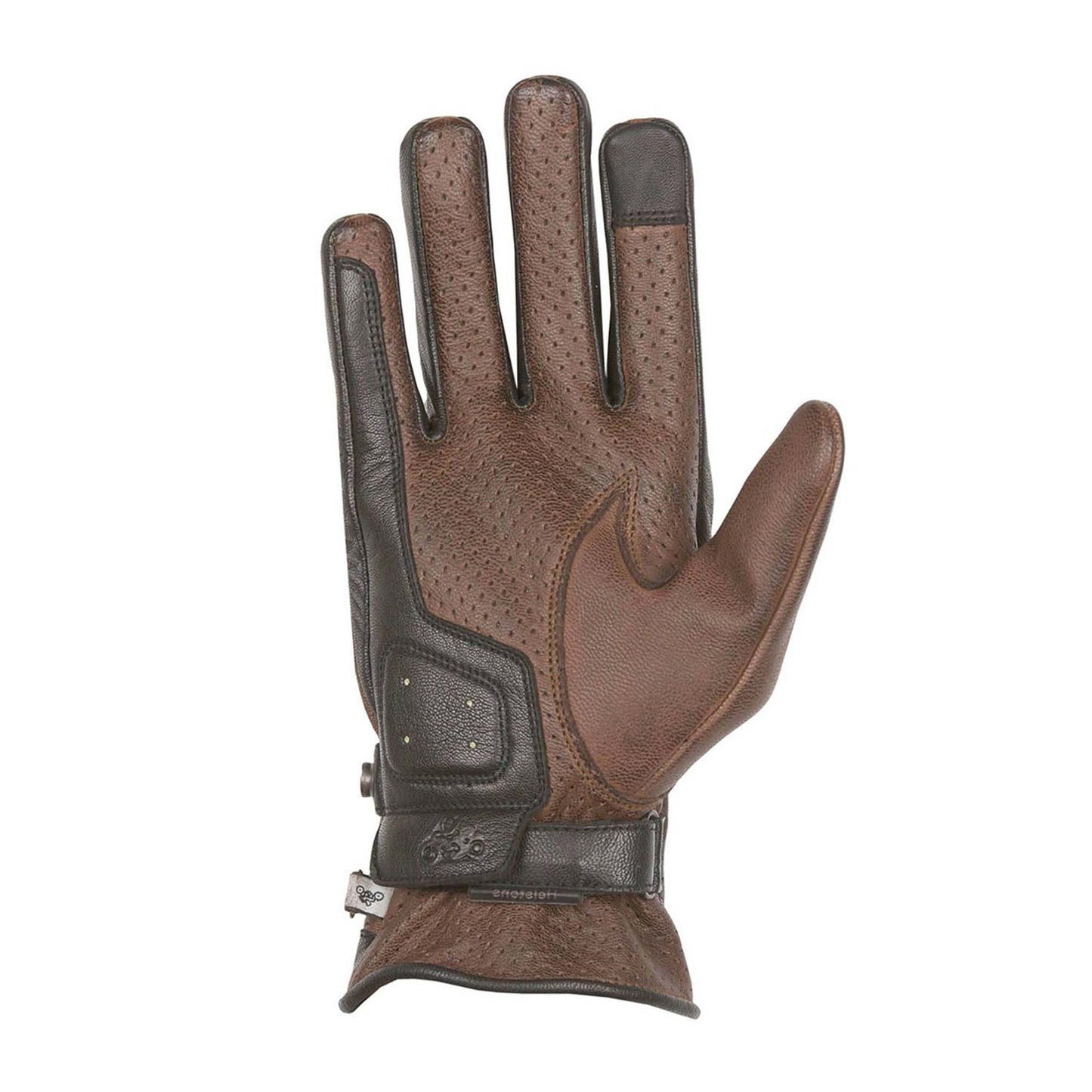 Helstons Eagle Perforated Leather Gloves - Camel / Black