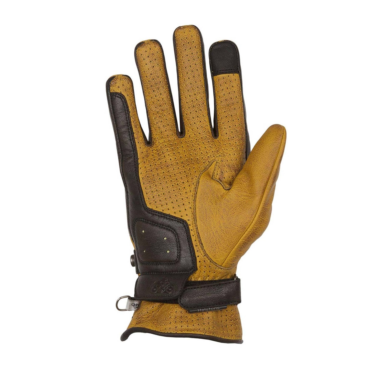 Helstons Eagle Perforated Leather Gloves - Gold / Brown