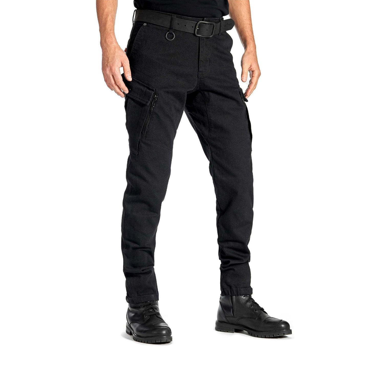 Pando Moto Mark Kev 01 Tapered Fit Cargo Trousers - Black