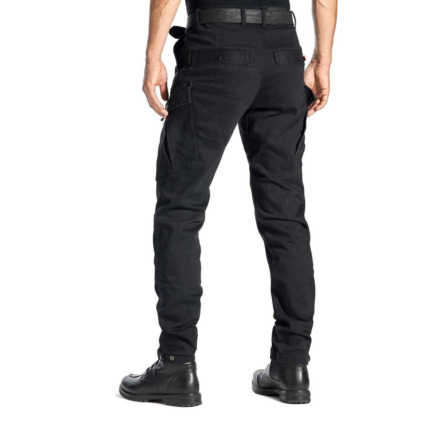 Pando Moto Mark Kev 01 Tapered Fit Cargo Trousers - Black
