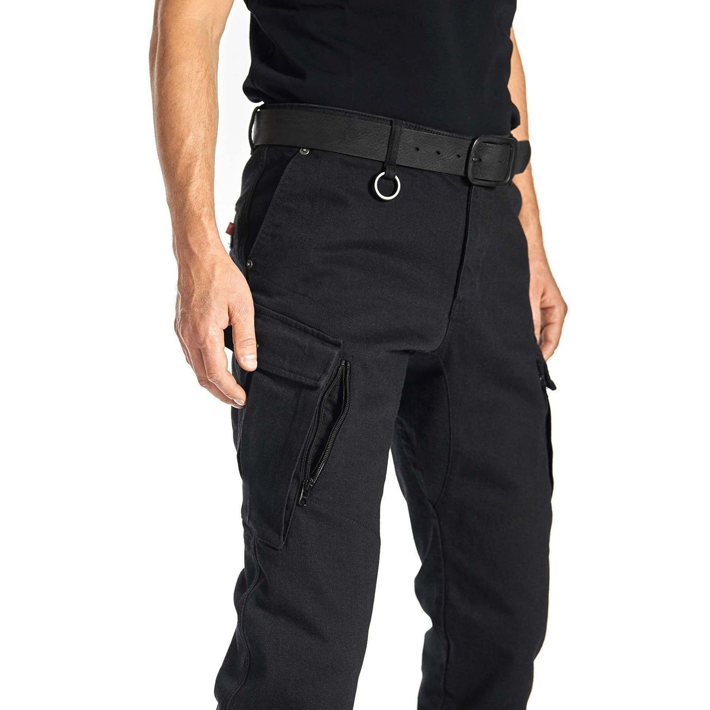 Pando Moto Mark Kev 01 Tapered Fit Cargo Trousers - Black