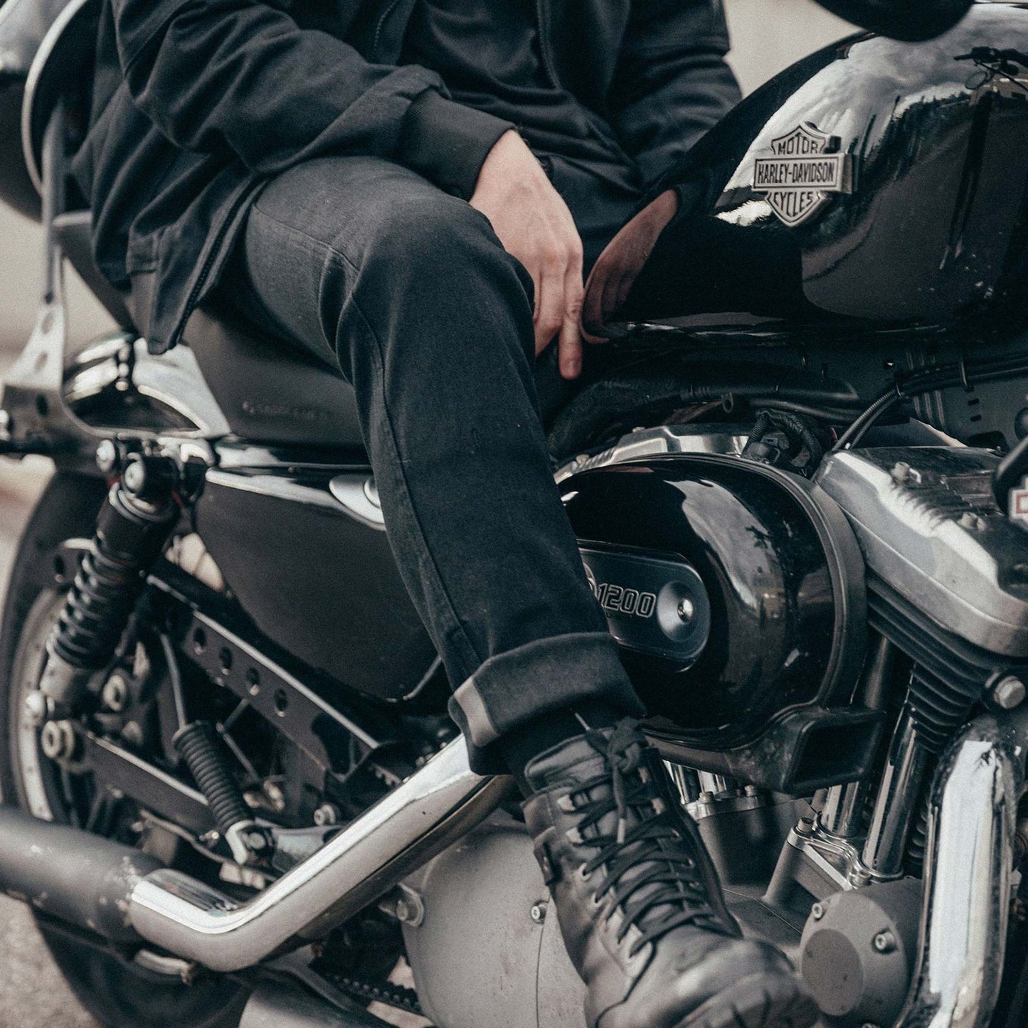 Pando Moto Steel Black 02 Slim Fit Jeans - Black
