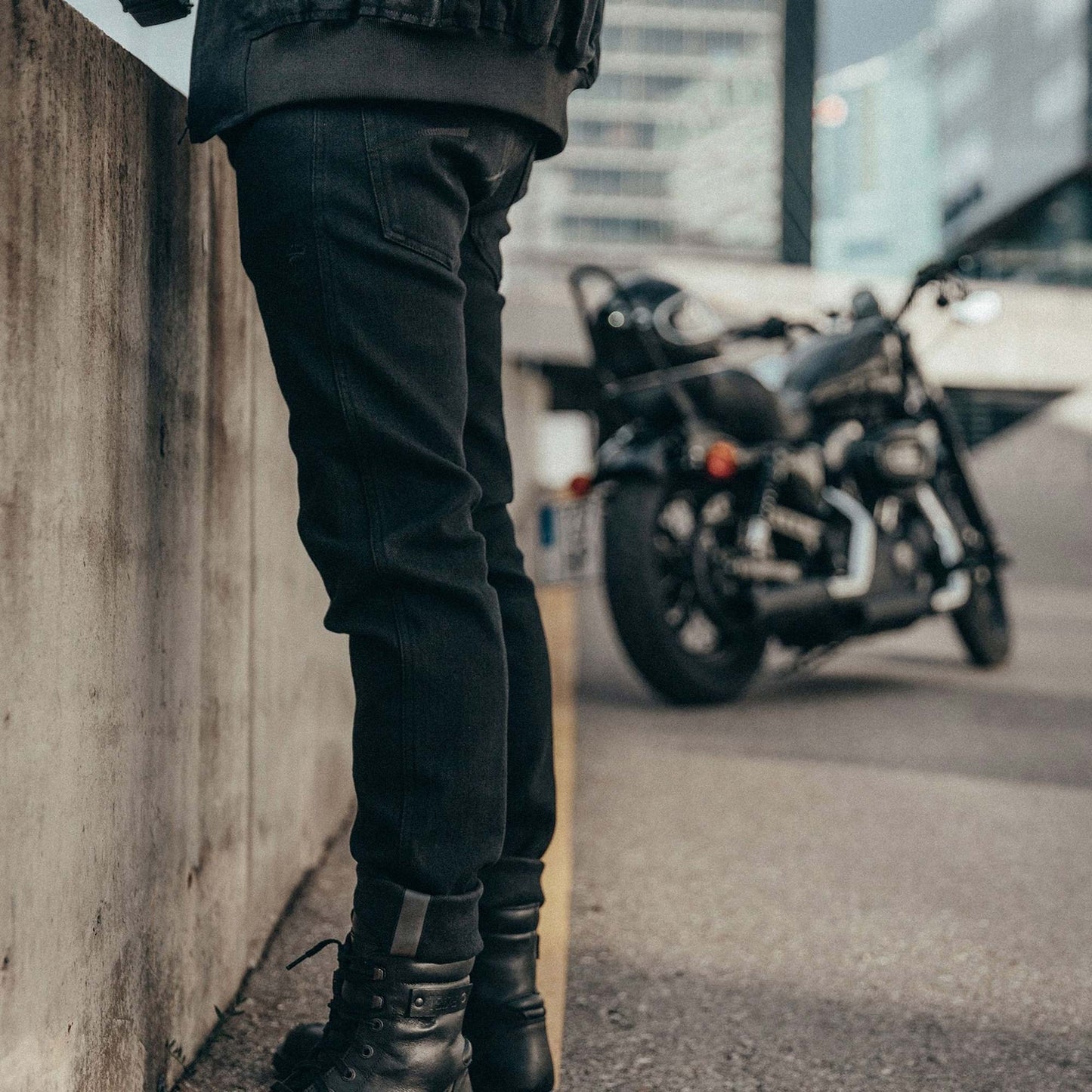 Pando Moto Steel Black 02 Slim Fit Jeans - Black